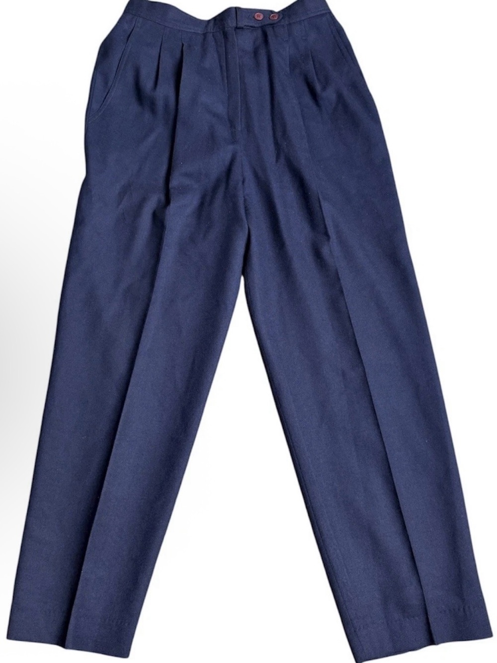 Christian Dior Vintage Separates Pleated
Trousers Navy Blue Wool Pants Sz 14 WMN